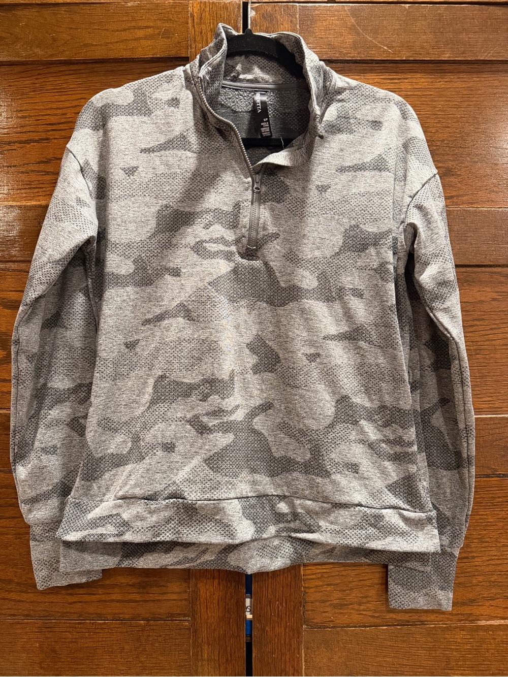 Mondetta small Gray Camouflage Quarter-Zip Pullover sweatshirt pockets active